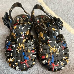 Mini Melissa Disney Kids Sandals - Black with Mickey/Minnie Characters